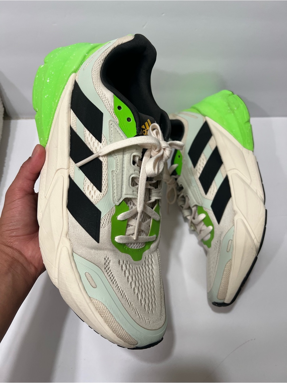 adidas Cream & Neon Green Runner Sneakers